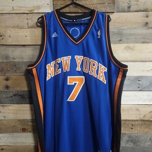 adidas Blue and Orange New York #7 Basketball Jersey